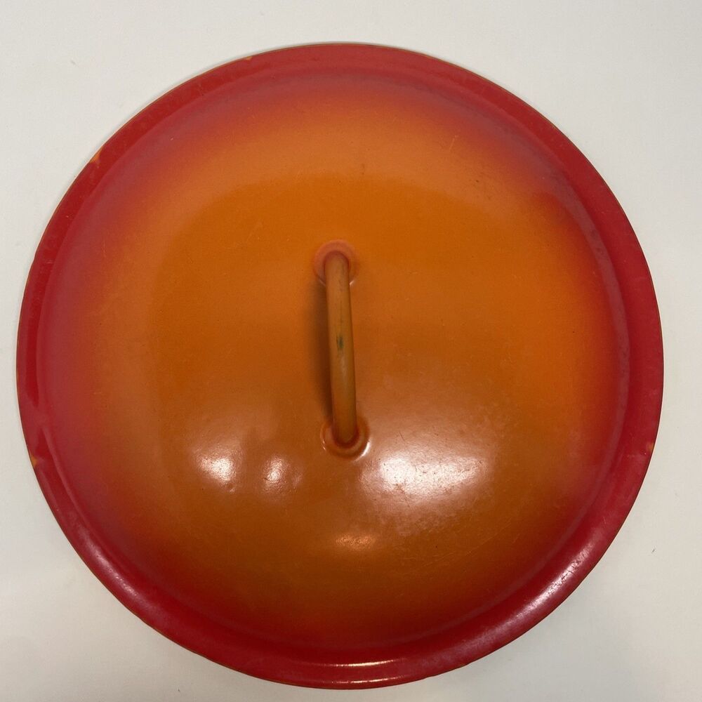 Vintage Descoware Belgium FE 24 Flame Red Orange Lid Only 9”